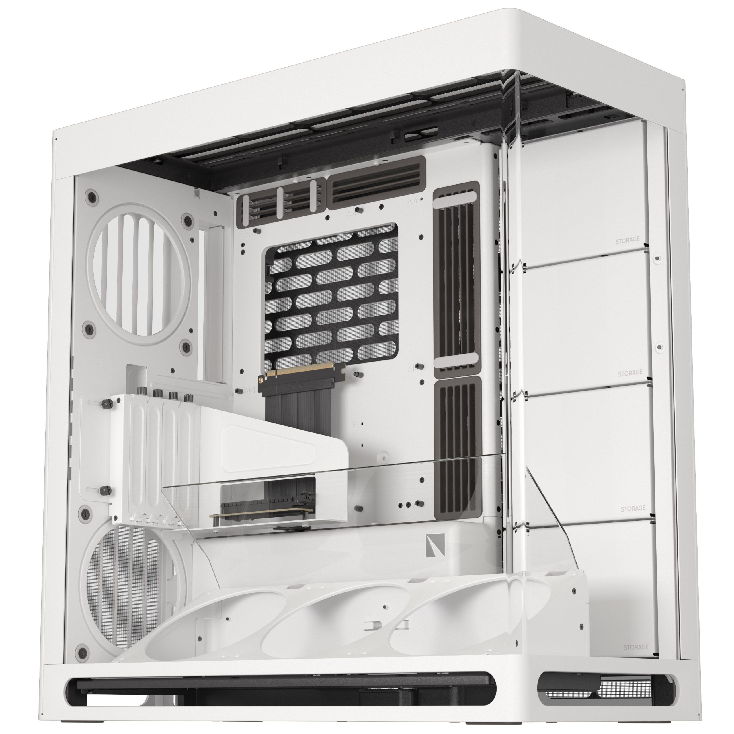 HAVN HS 420 VGPU PC Case, Midi-Tower, E-ATX, Tempered Glass, PCIe 5.0 Riser Cable - White : image 1