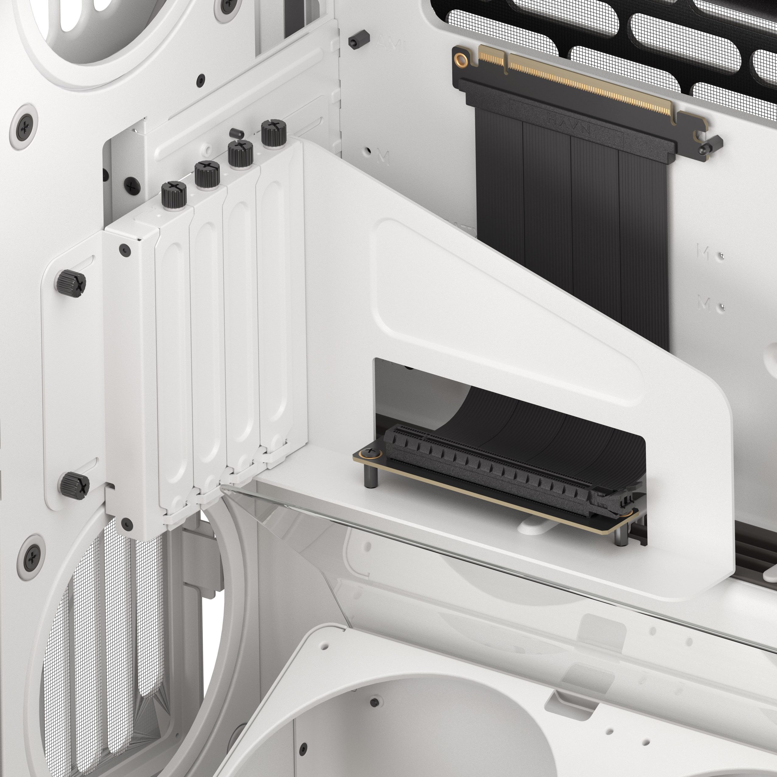 HAVN HS 420 VGPU PC Case, Midi-Tower, E-ATX, Tempered Glass, PCIe 5.0 Riser Cable - White : image 8