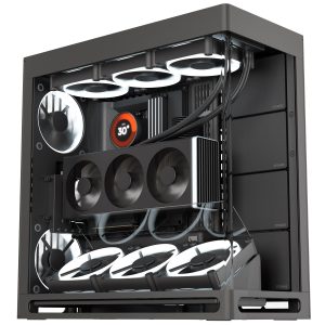 HAVN HS 420 VGPU PC Case, Midi-Tower, E-ATX, Tempered Glass, PCIe 5.0 Riser Cable - Black