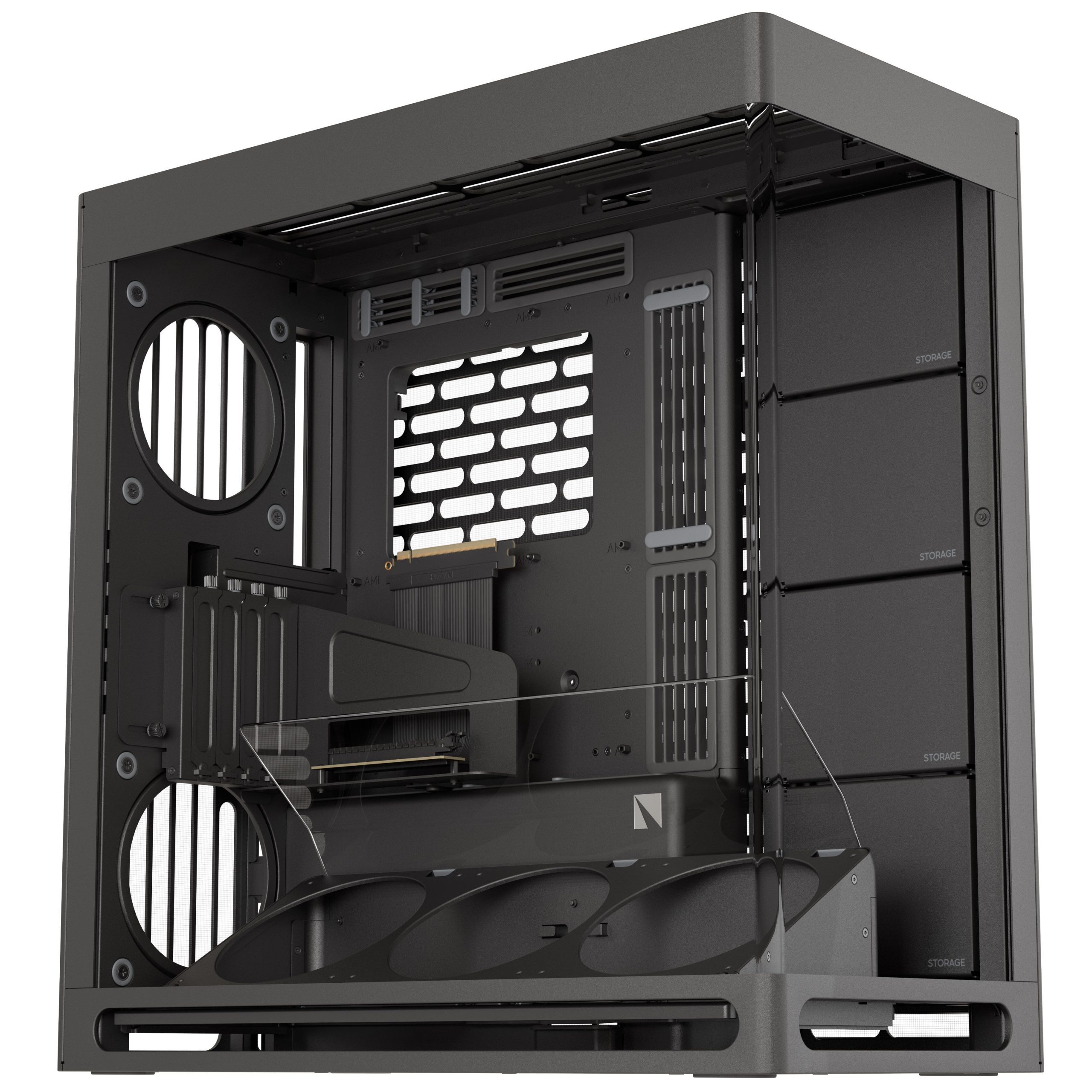 HAVN HS 420 VGPU PC Case, Midi-Tower, E-ATX, Tempered Glass, PCIe 5.0 Riser Cable - Black