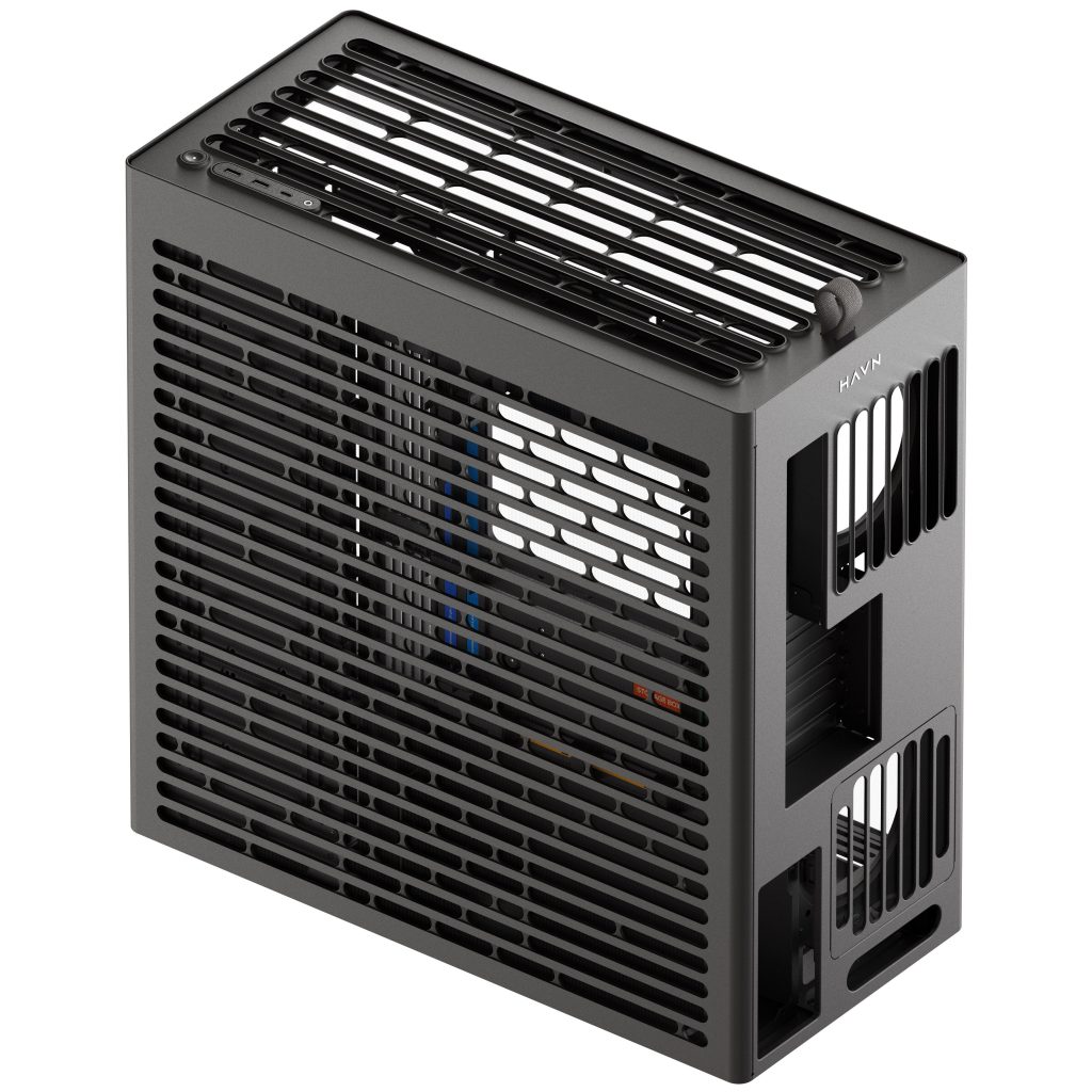 HAVN HS 420 VGPU PC Case, Midi-Tower, E-ATX, Tempered Glass, PCIe 5.0 Riser Cable - Black