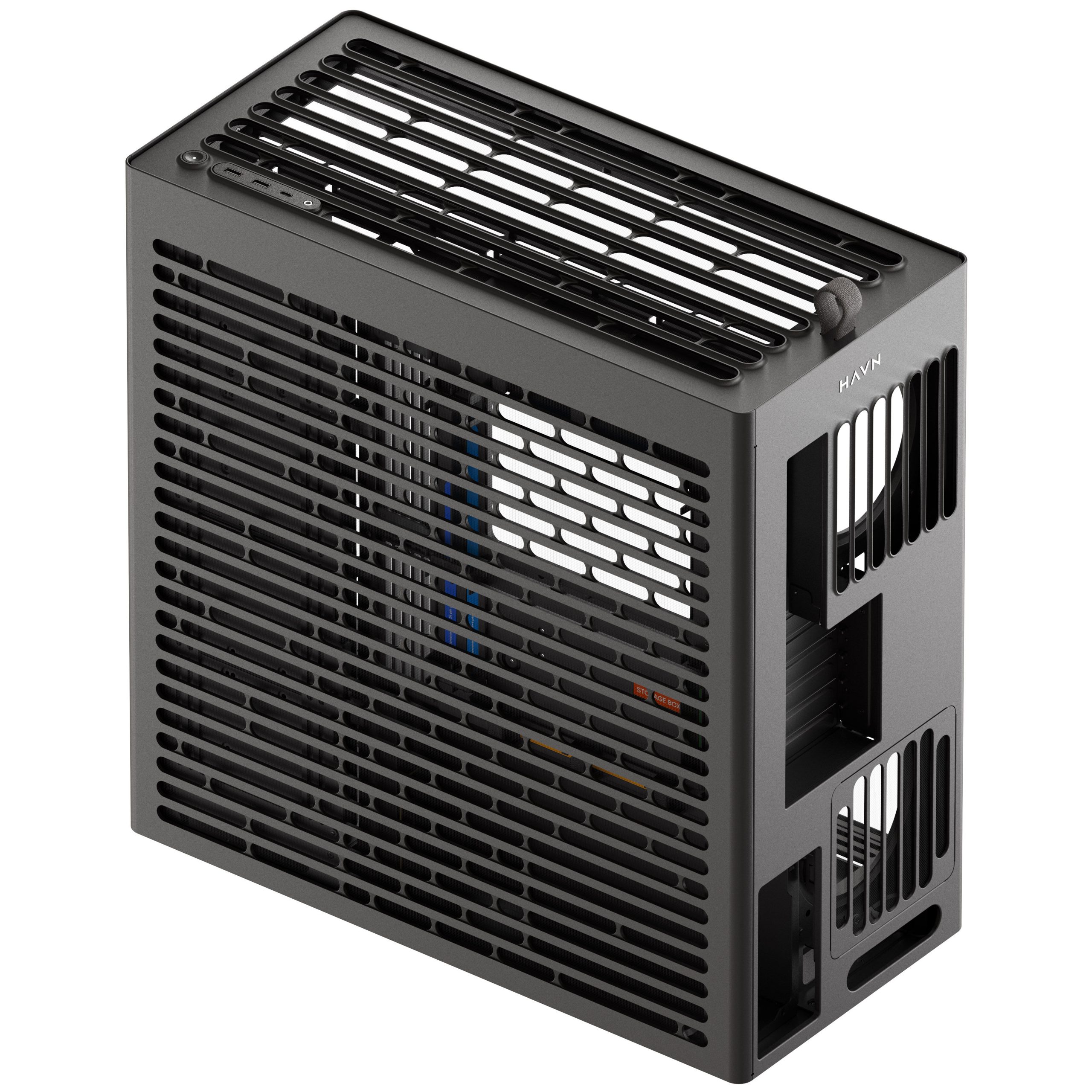 HAVN HS 420 VGPU PC Case, Midi-Tower, E-ATX, Tempered Glass, PCIe 5.0 Riser Cable - Black