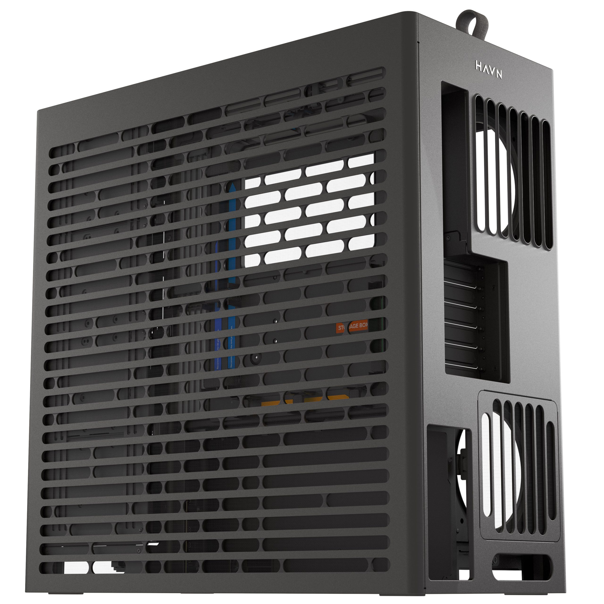 HAVN HS 420 VGPU PC Case, Midi-Tower, E-ATX, Tempered Glass, PCIe 5.0 Riser Cable - Black