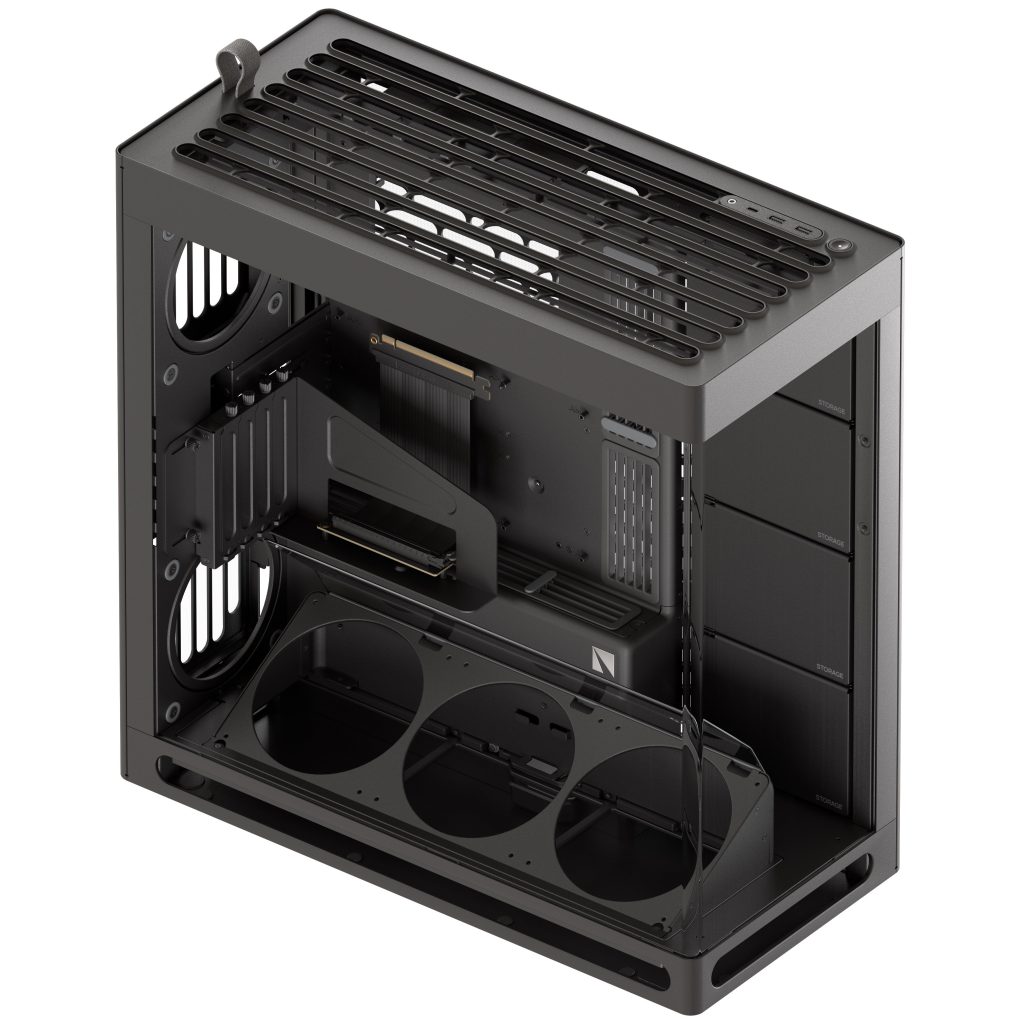 HAVN HS 420 VGPU PC Case, Midi-Tower, E-ATX, Tempered Glass, PCIe 5.0 Riser Cable - Black