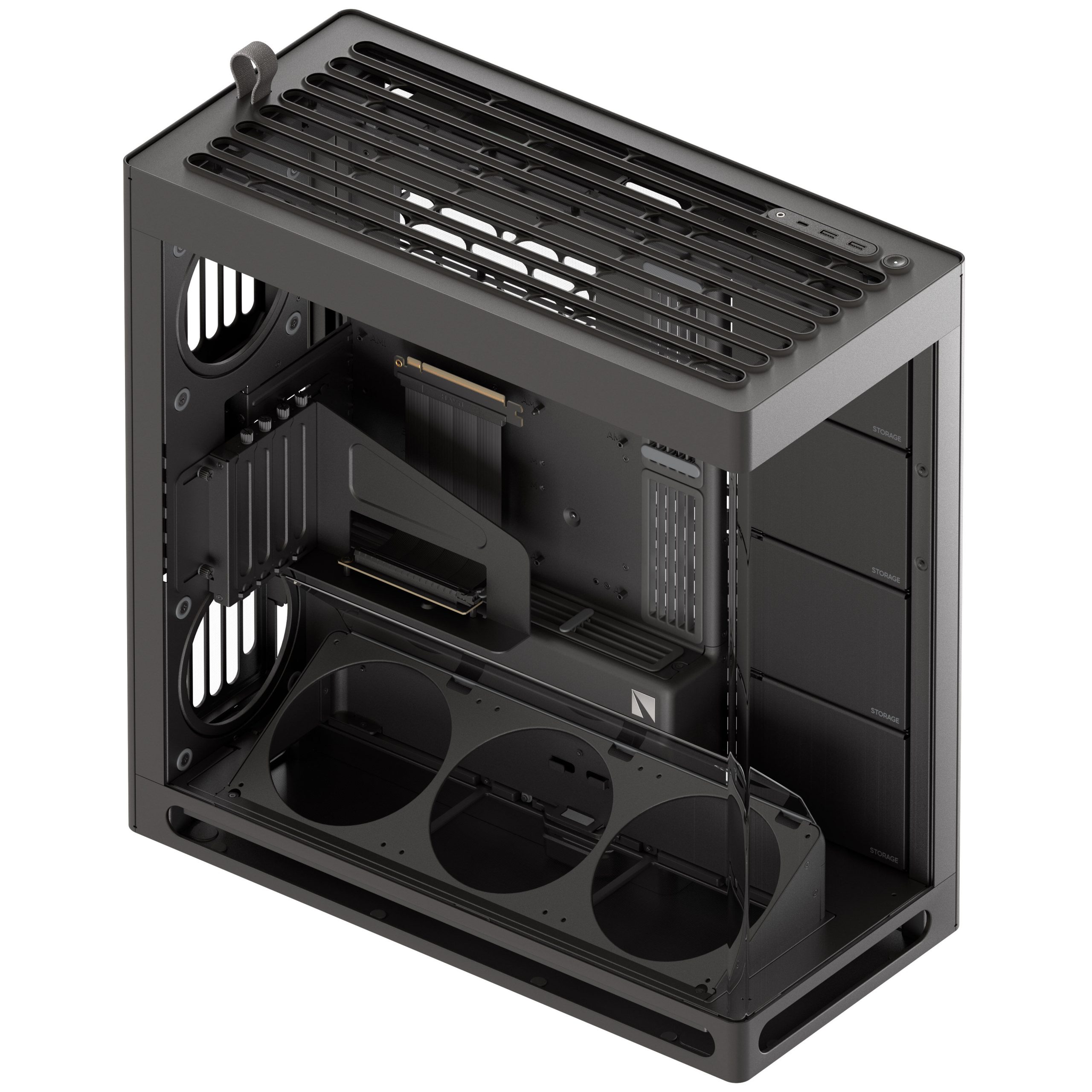 HAVN HS 420 VGPU PC Case, Midi-Tower, E-ATX, Tempered Glass, PCIe 5.0 Riser Cable - Black