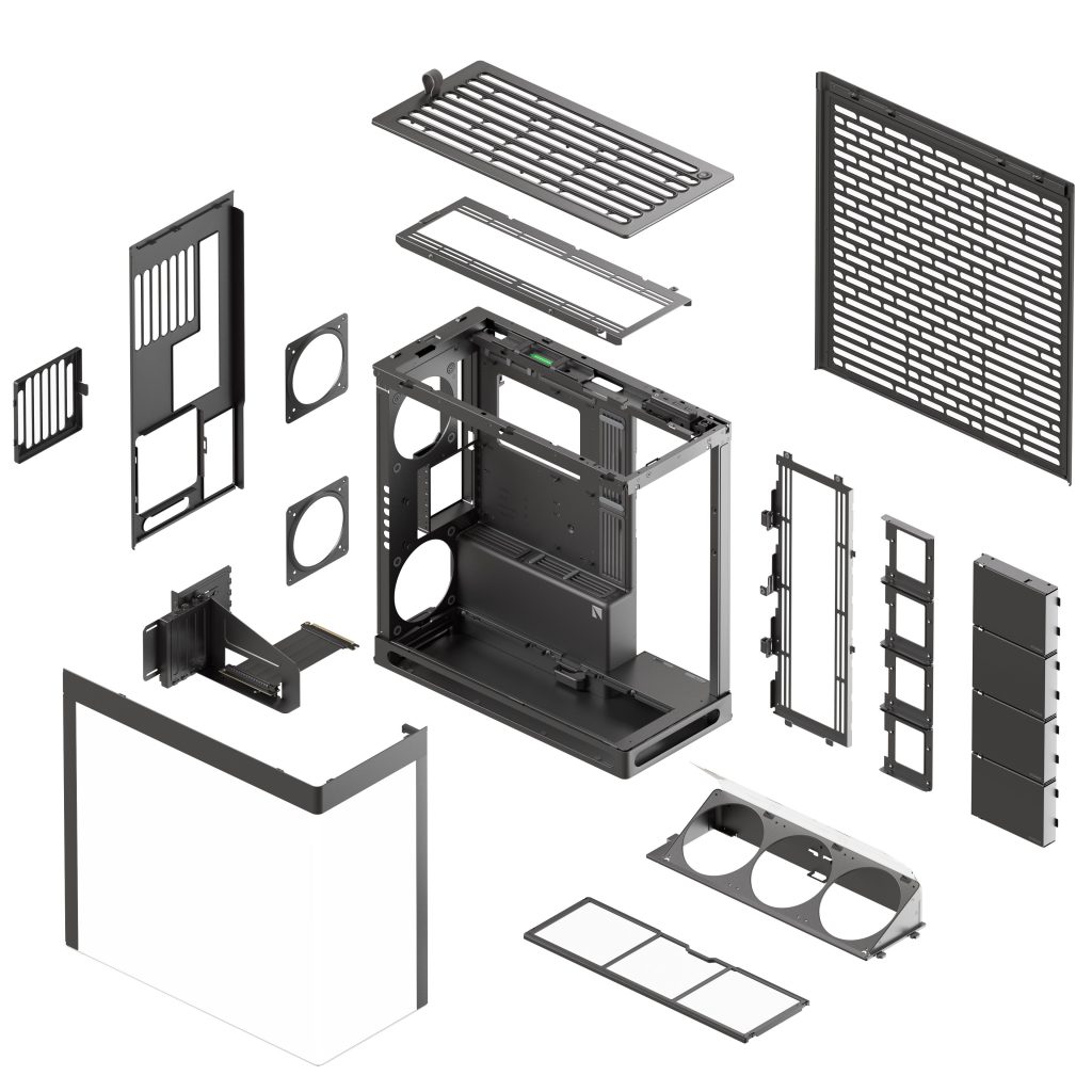 HAVN HS 420 VGPU PC Case, Midi-Tower, E-ATX, Tempered Glass, PCIe 5.0 Riser Cable - Black