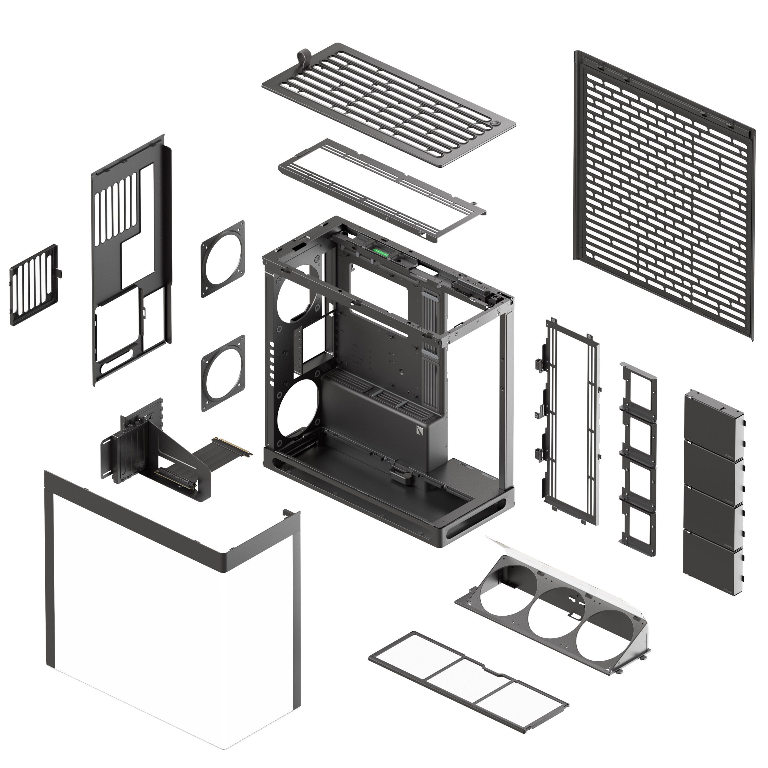 HAVN HS 420 VGPU PC Case, Midi-Tower, E-ATX, Tempered Glass, PCIe 5.0 Riser Cable - Black