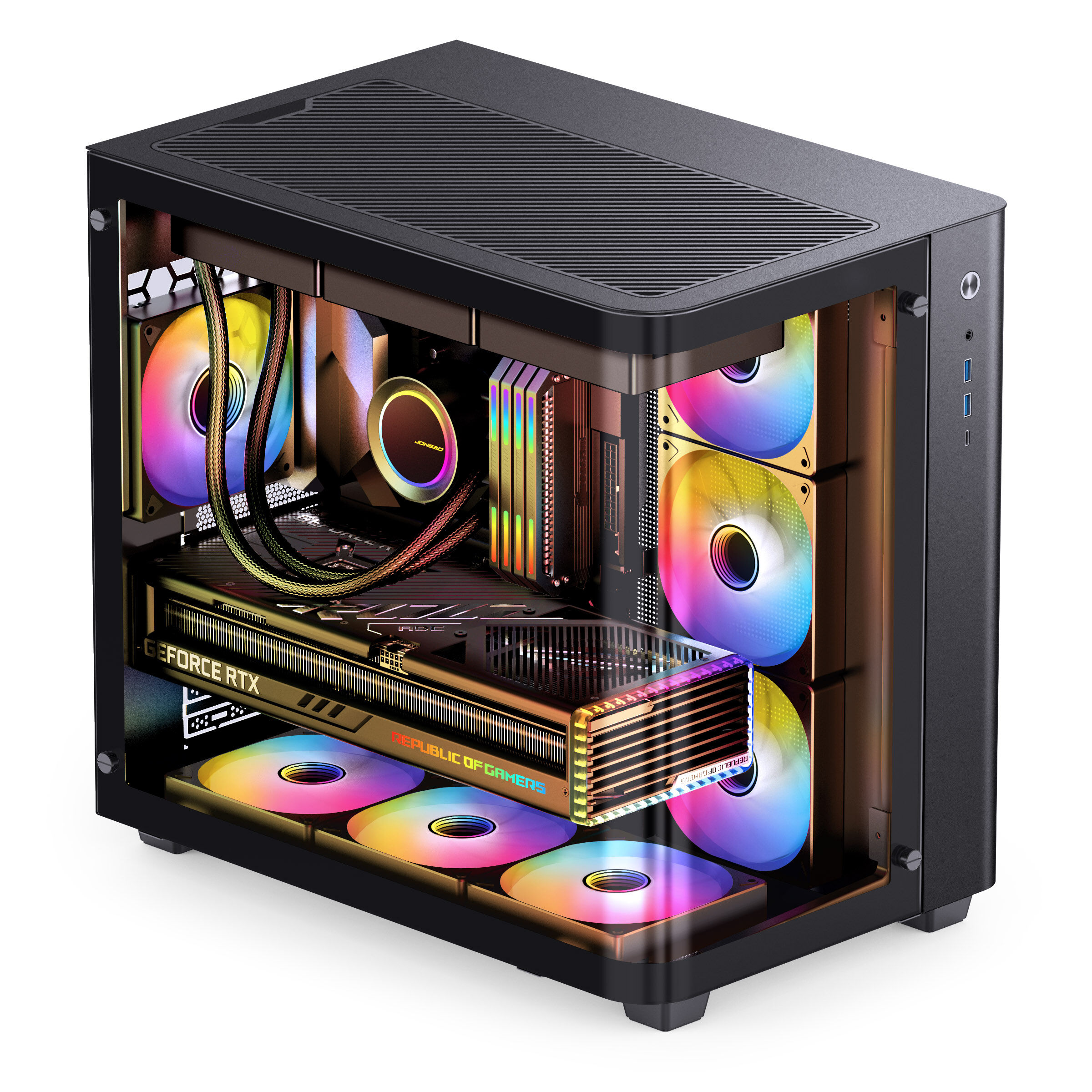 Jonsbo TK-3 Case, Midi-Tower, ATX, Tempered Glass - black