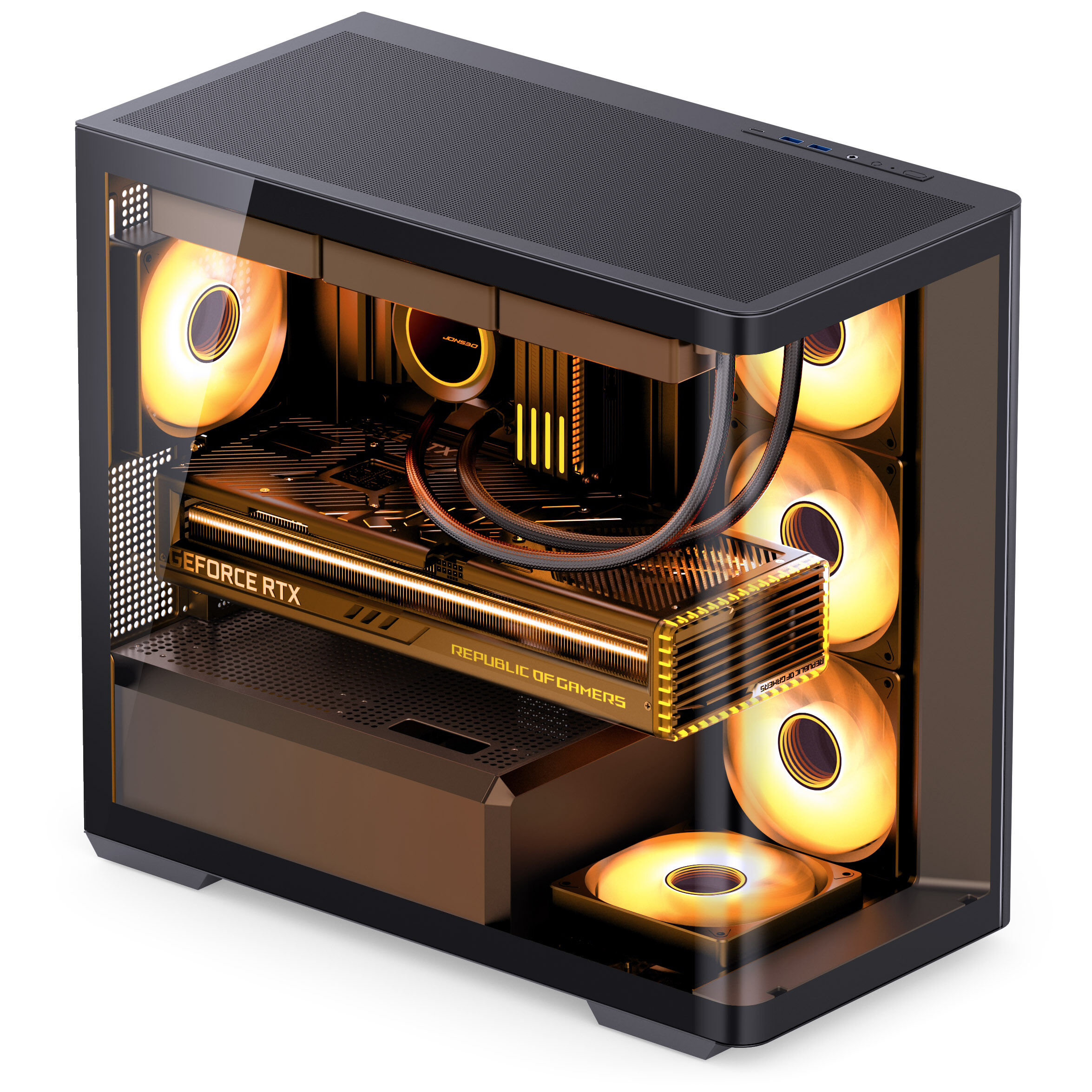 Jonsbo D300 Midi Tower, 270 degrees, tempered glass - black : image 5