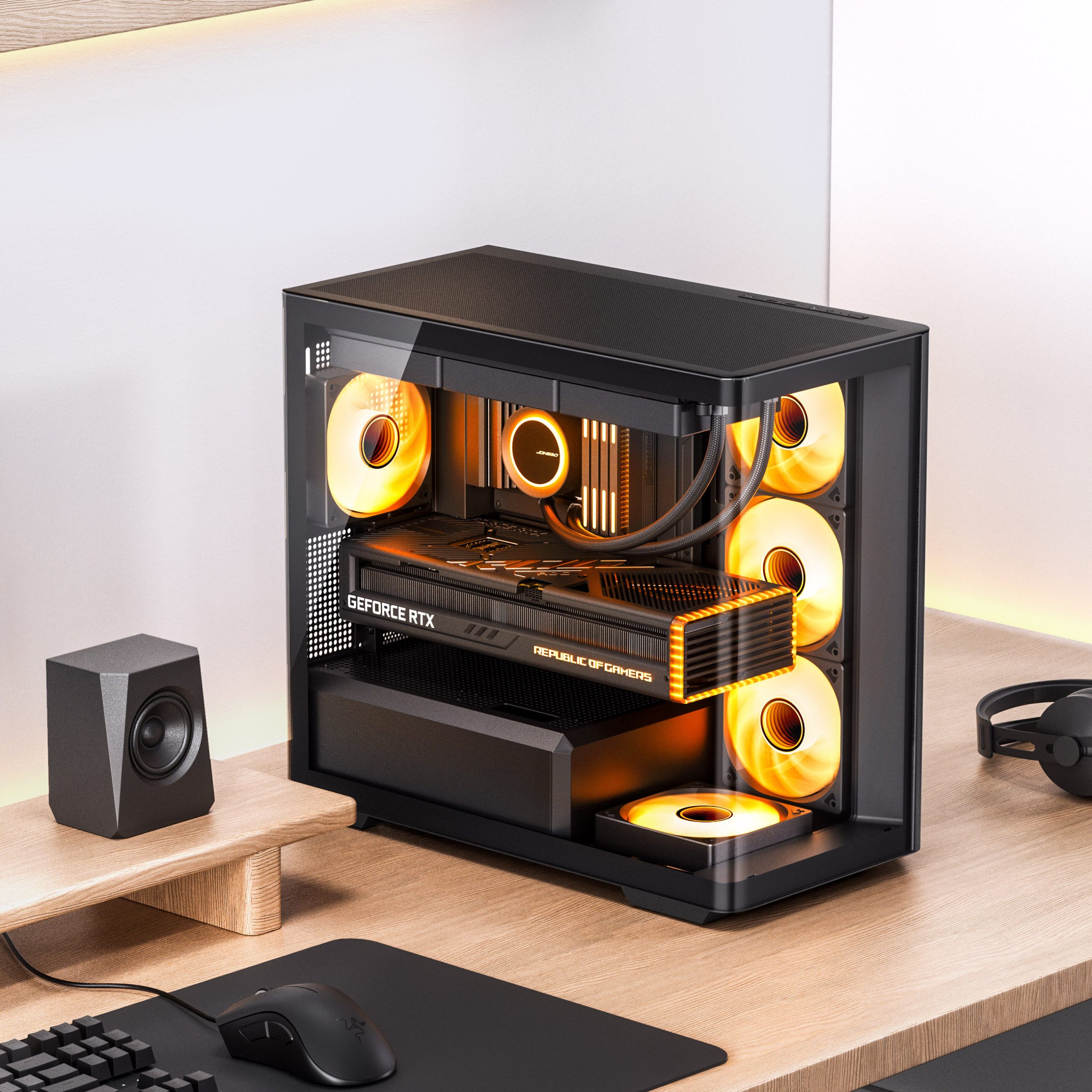 Jonsbo D300 Midi Tower, 270 degrees, tempered glass - black : image 2