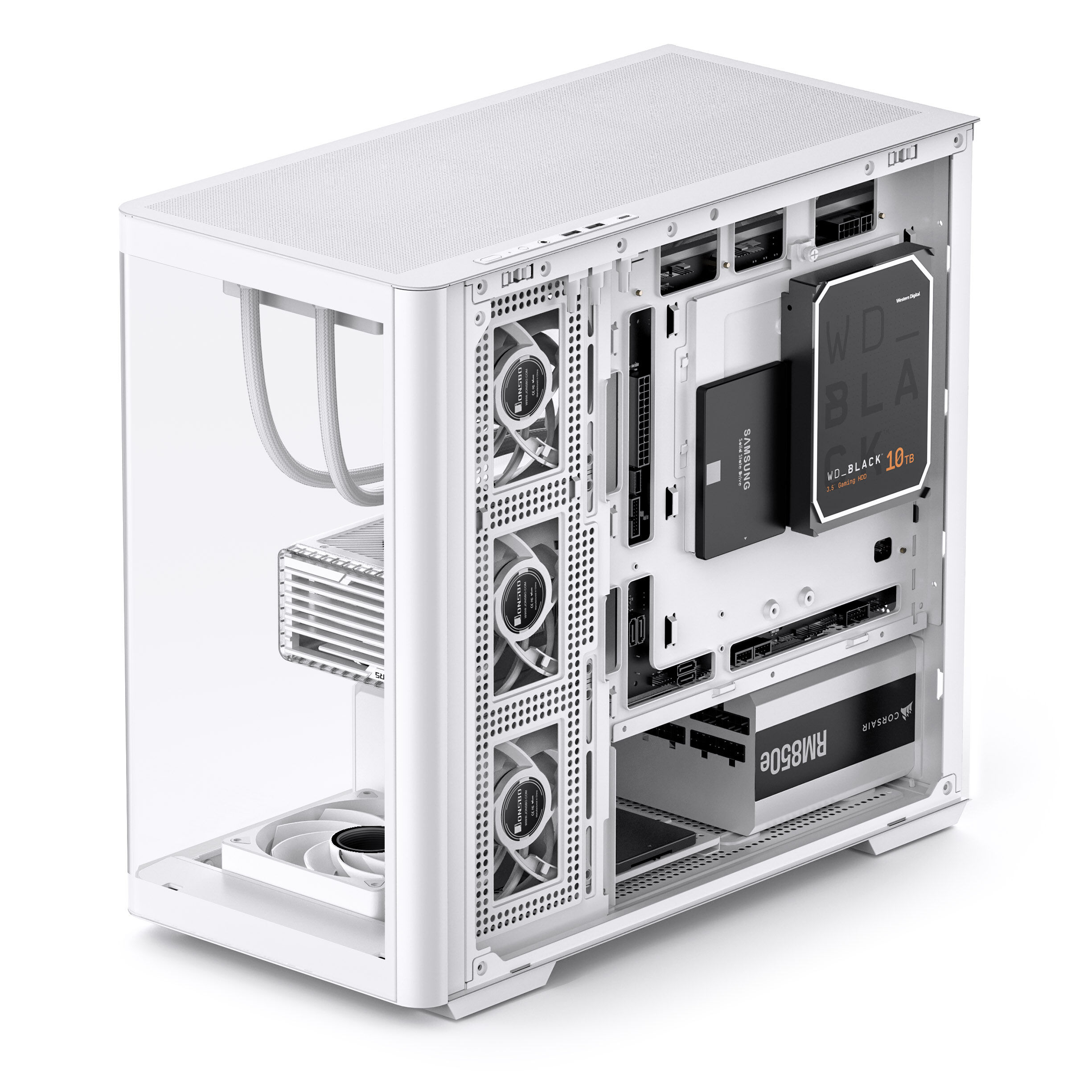 Jonsbo D300 Midi-Tower, 270 degrees, Tempered Glass - white