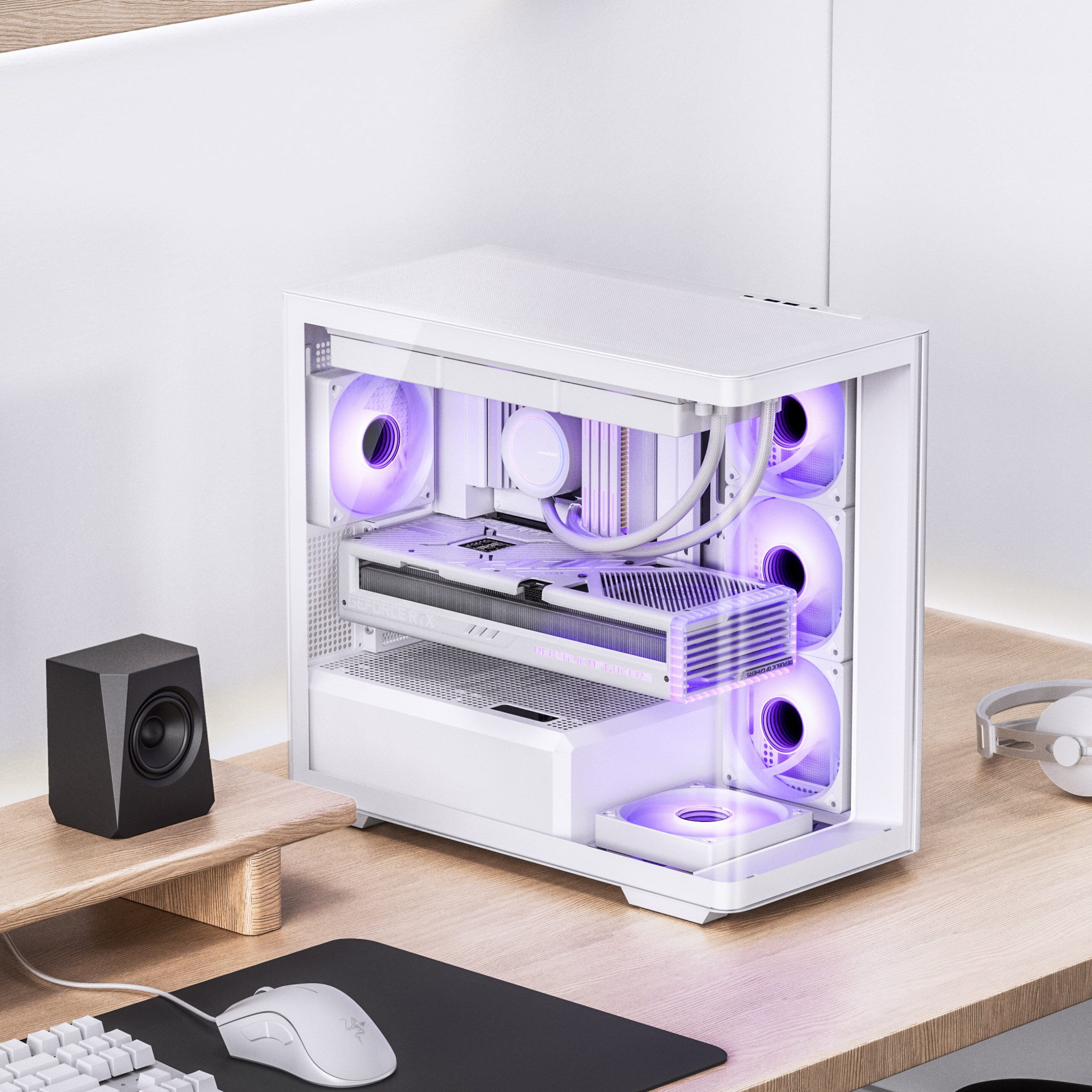 Jonsbo D300 Midi-Tower, 270 degrees, Tempered Glass - white