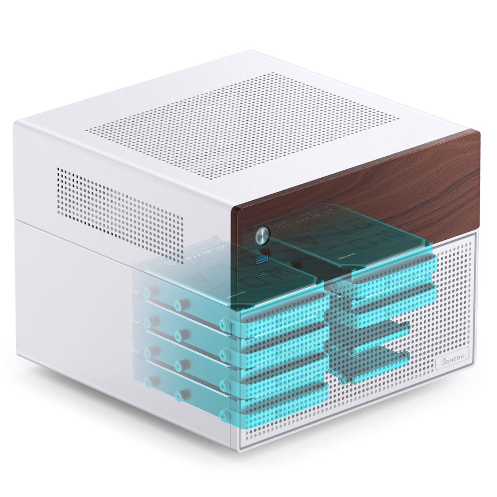 Jonsbo N4 NAS case, Micro-ATX - white - B-Grade