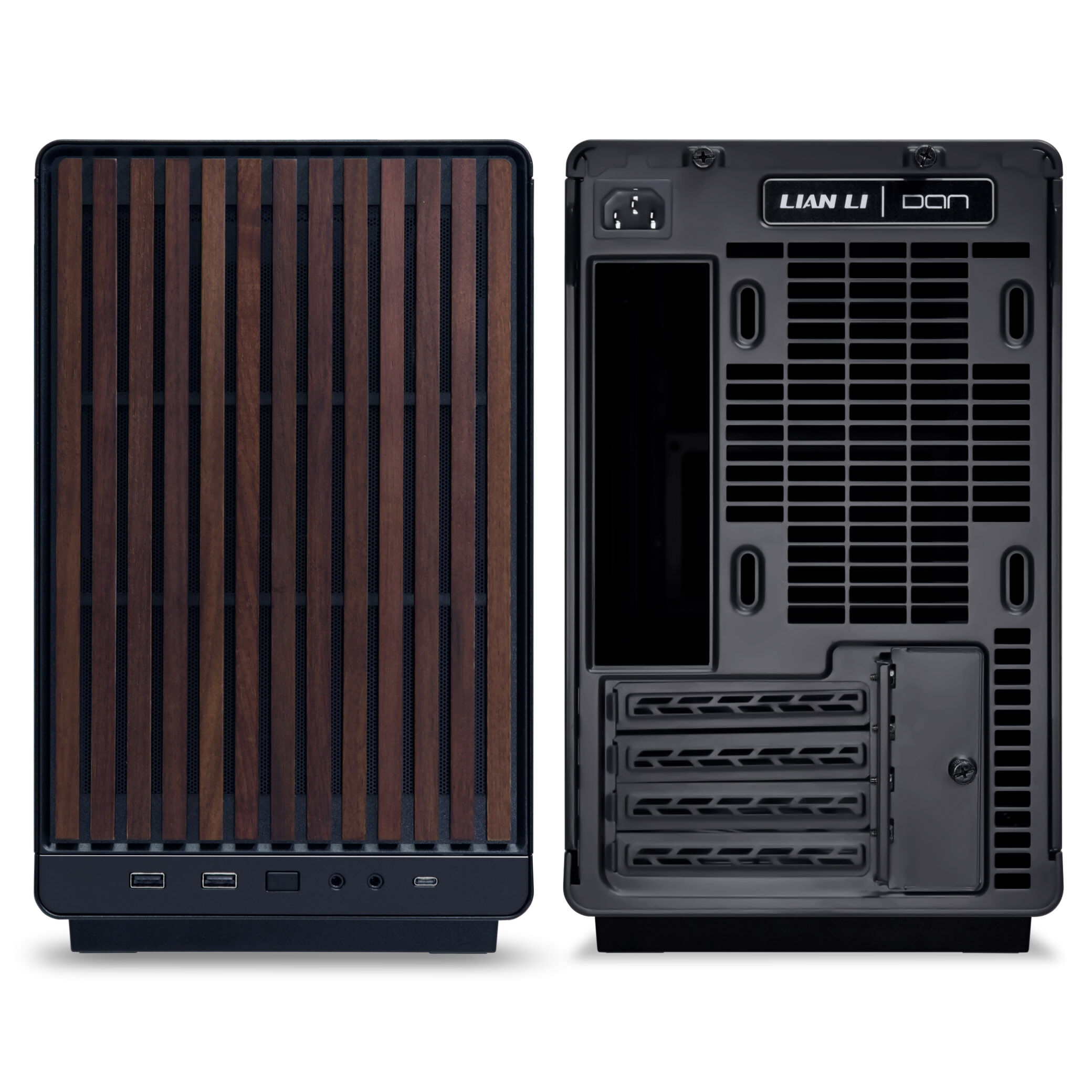 Lian Li DAN Cases A3-mATX Wood Edition PC Case, Micro-ATX - Walnut, Black
