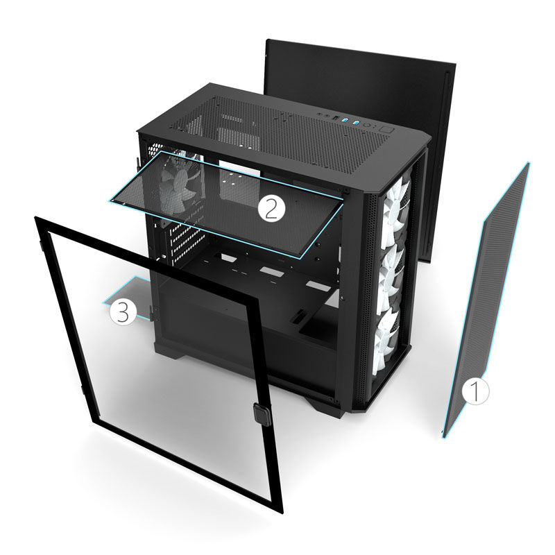 Montech AIR 100 ARGB, Micro-ATX, Tempered Glass - black