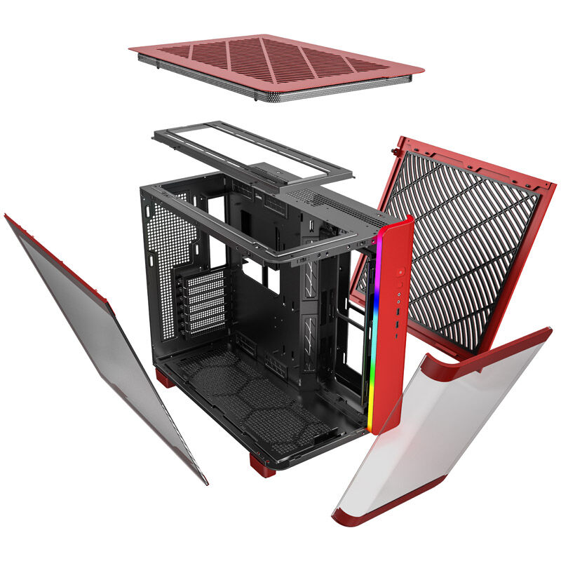 Montech KING 95 Midi-Tower, Tempered Glass, ARGB - red