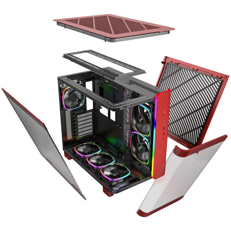 Montech KING 95 PRO Midi-Tower, Tempered Glass, ARGB - red