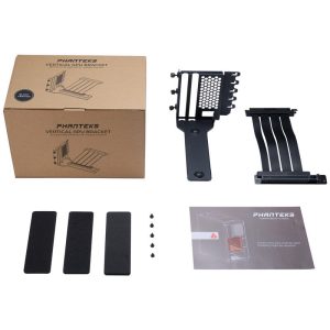 PHANTEKS Vertical GPU Bracket II + PCI-E 4.0 x16 riser ribbon cable, 22 cm - black
