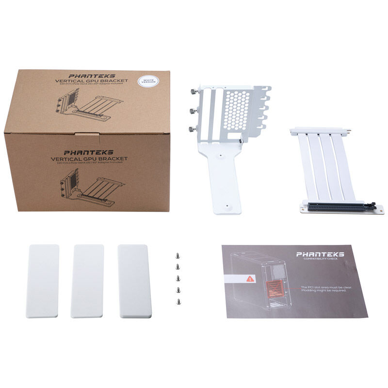 PHANTEKS Vertical GPU Bracket II + PCI-E 4.0 x16 riser ribbon cable 22 cm - white : image 4