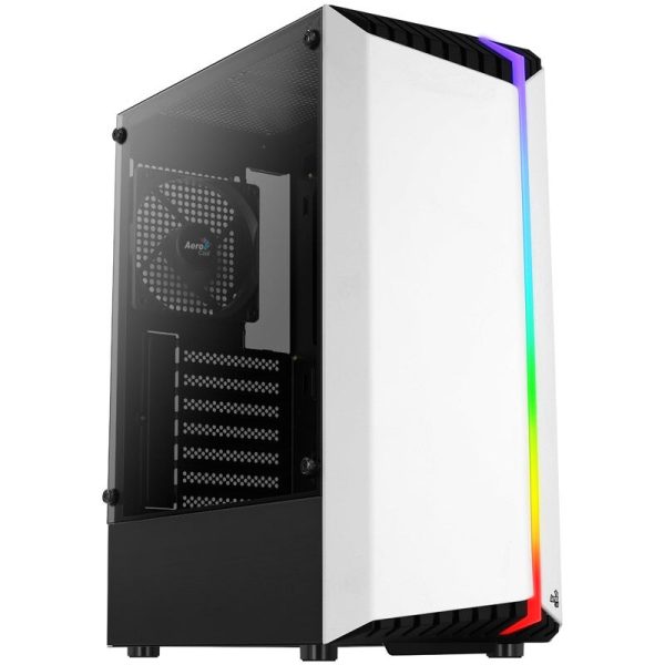 Aerocool Bionic v1 Midi Tower, RGB, Tempered Glass – black/white