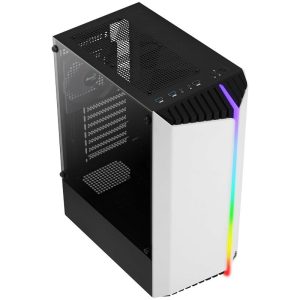 Aerocool Bionic v1 Midi Tower, RGB, Tempered Glass - black/white