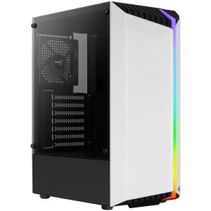 Aerocool Bionic v1 Midi Tower, RGB, Tempered Glass - black/white