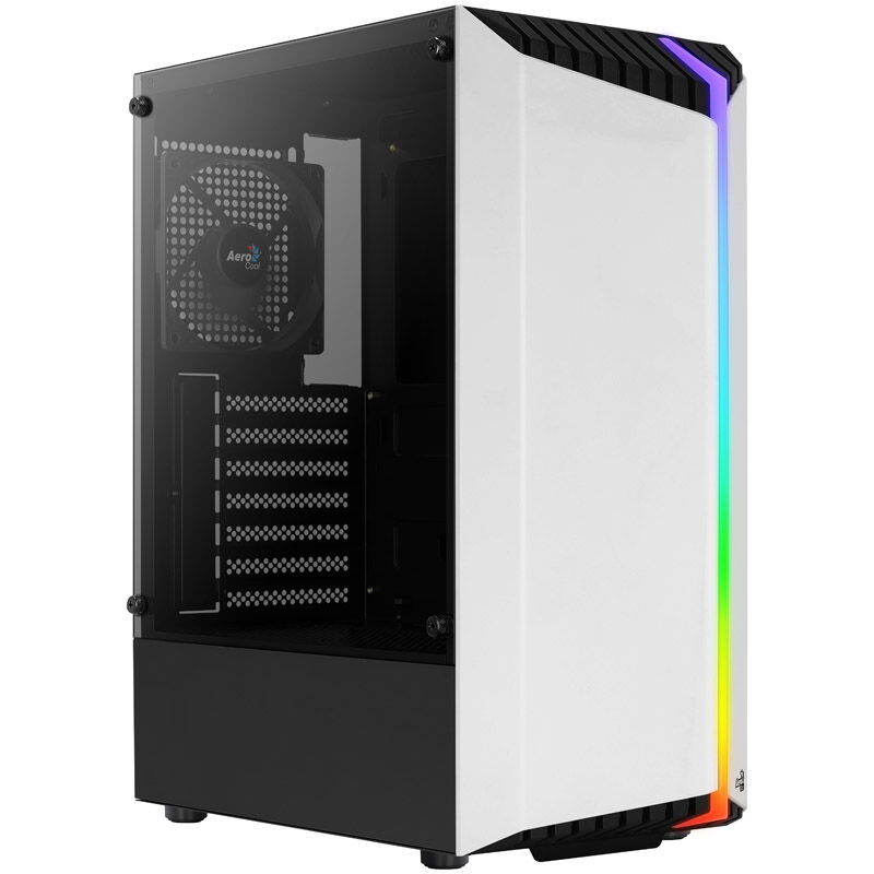 Aerocool Bionic v1 Midi Tower, RGB, Tempered Glass - black/white