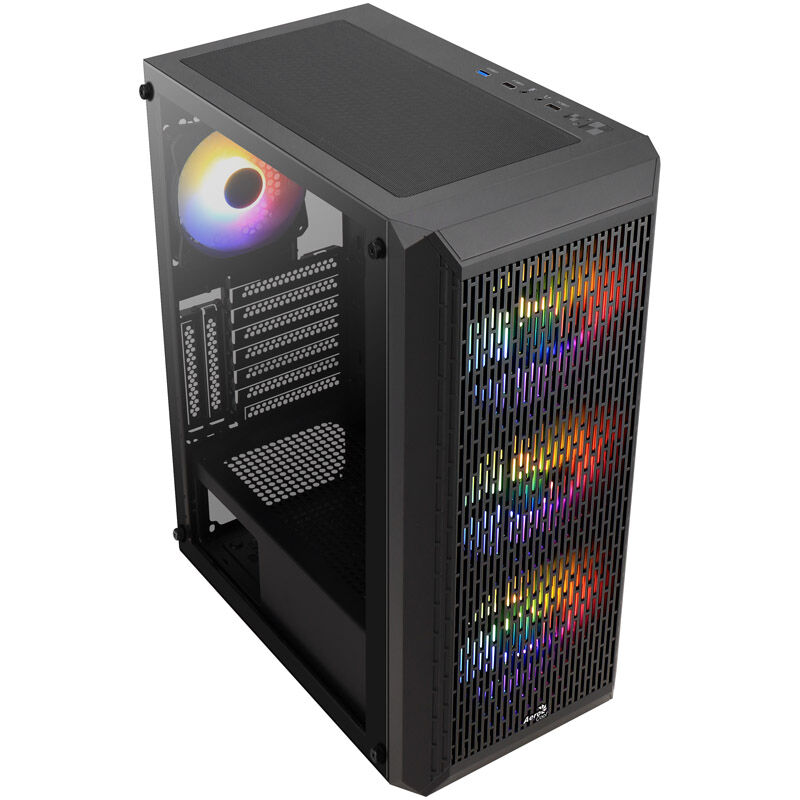 Aerocool Beam-G-BK-v2 Midi-Tower, Tempered Glass - black