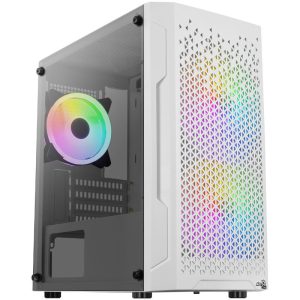 Aercool Trinity Mini-Tower V2, Tempered Glass - white
