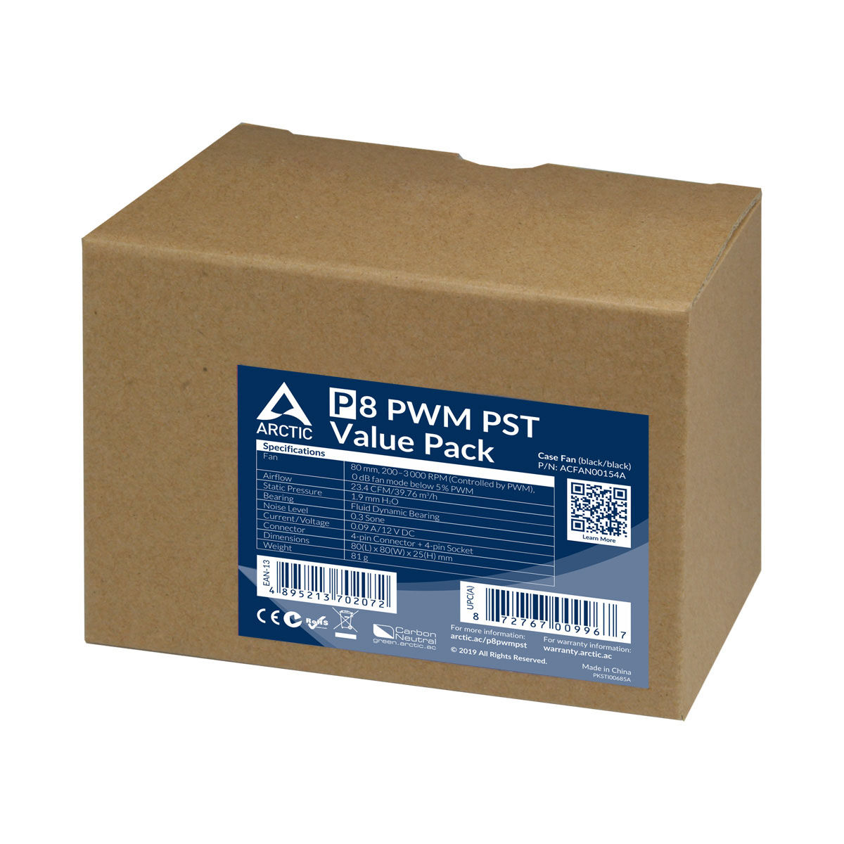 Arctic P8 PWM PST fans - 80mm, pack of 5