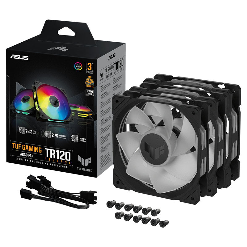 ASUS TUF Gaming TR120 Reverse, PWM ARGB fan 3-pack - 120 mm, black