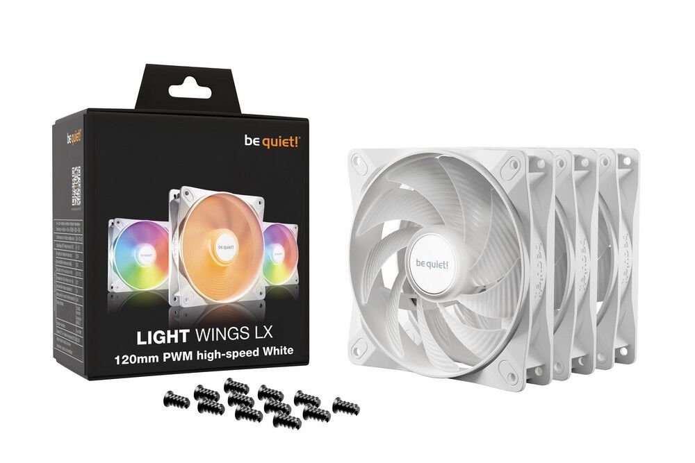 be quiet! Light Wings LX ARGB PWM HIgh Speed Fan, Triple Pack - 120mm, white
