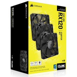 Corsair iCUE LINK RX120 Series, PWM fan pack of 3 - 120 mm, black