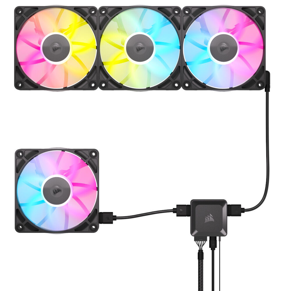 Corsair iCUE LINK RX120 RGB Series, PWM fan 3-pack - 120 mm, black