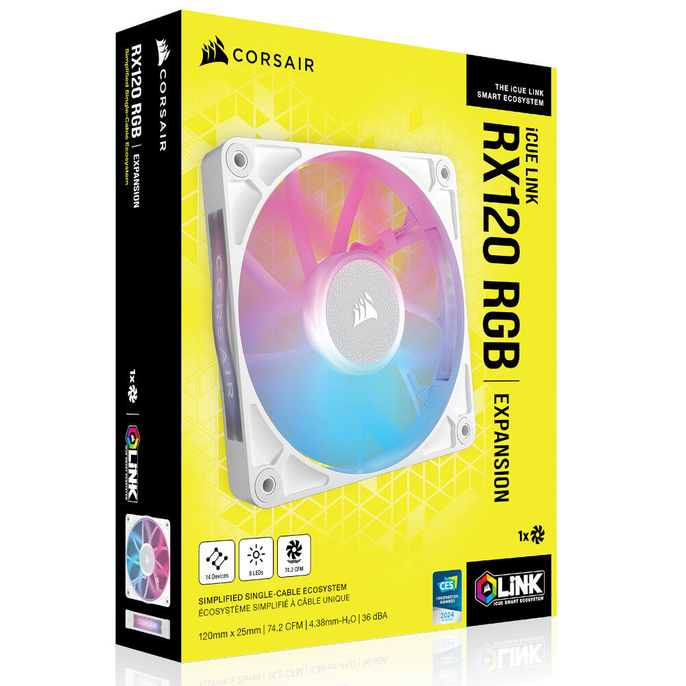 Corsair iCUE LINK RX120 RGB Series, PWM fan - 120 mm, white 0.0 star rating