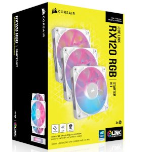 Corsair iCUE LINK RX120 RGB Series, PWM fans pack of 3 - 120 mm, white