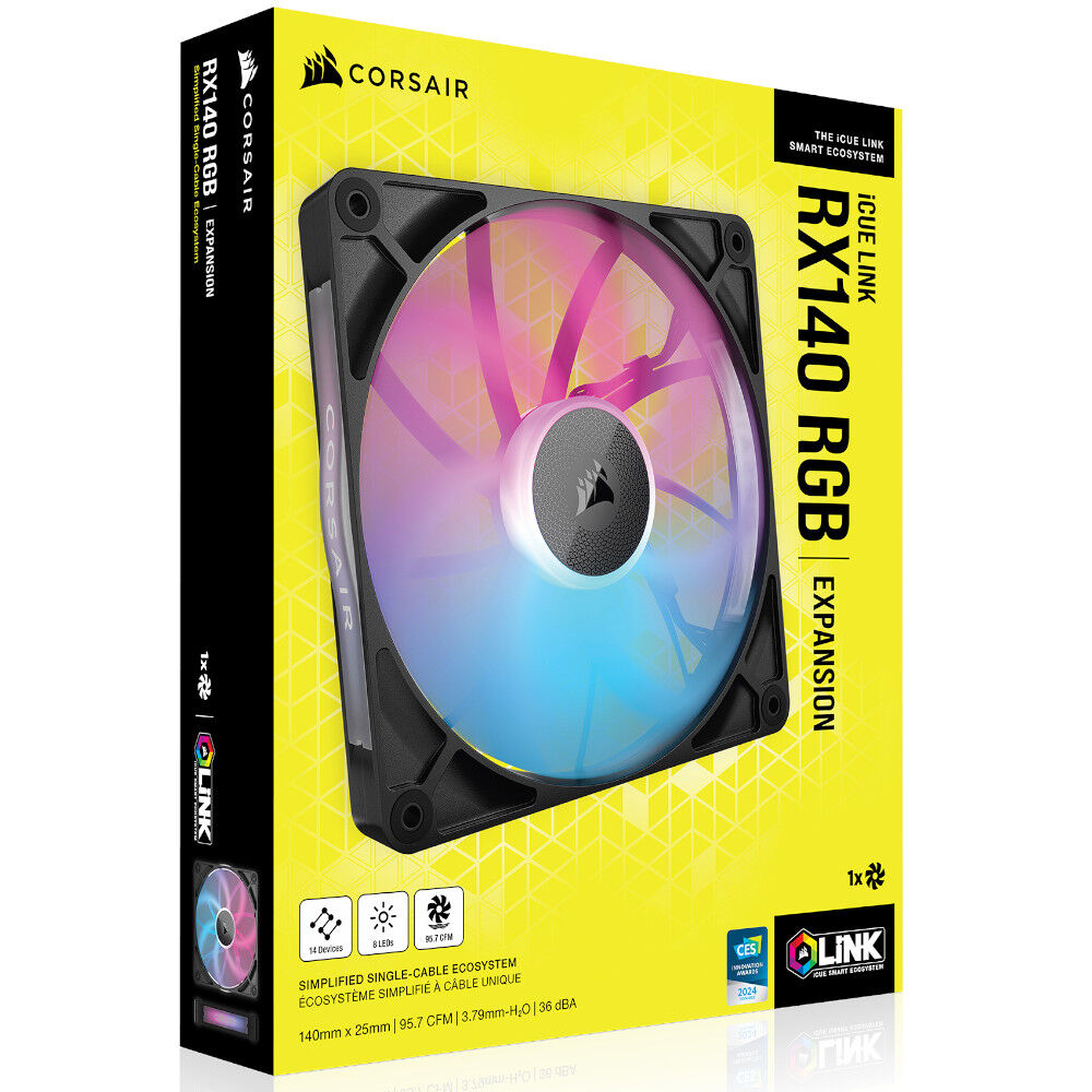 Corsair iCUE LINK RX140 RGB Series, PWM fan - 140mm, black