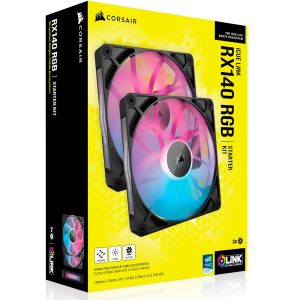 Corsair iCUE LINK RX140 RGB Series, PWM fan pack of 2 - 140mm, black