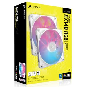 Corsair iCUE LINK RX140 RGB Series, PWM fan pack of 2 - 140mm, white