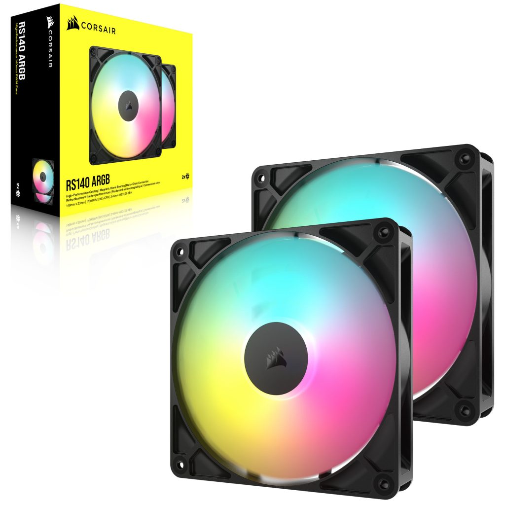 Corsair RS ARGB PWM fans - 2-pack, 140 mm, black