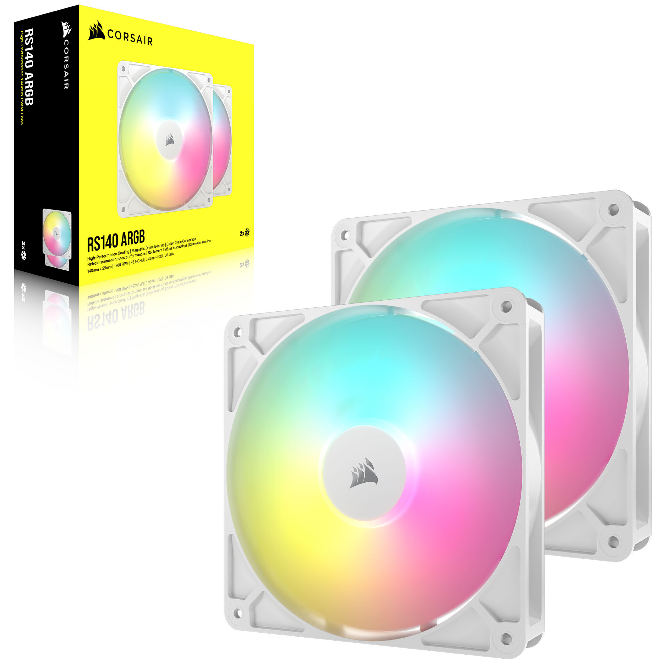 Corsair RS ARGB PWM fans - 2-pack, 140 mm, white