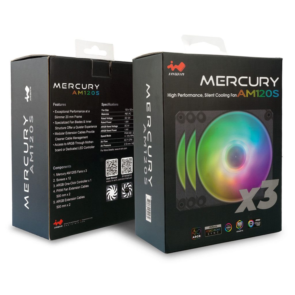 InWin AM120S RGB PWM fan 3-pack - 120mm, black
