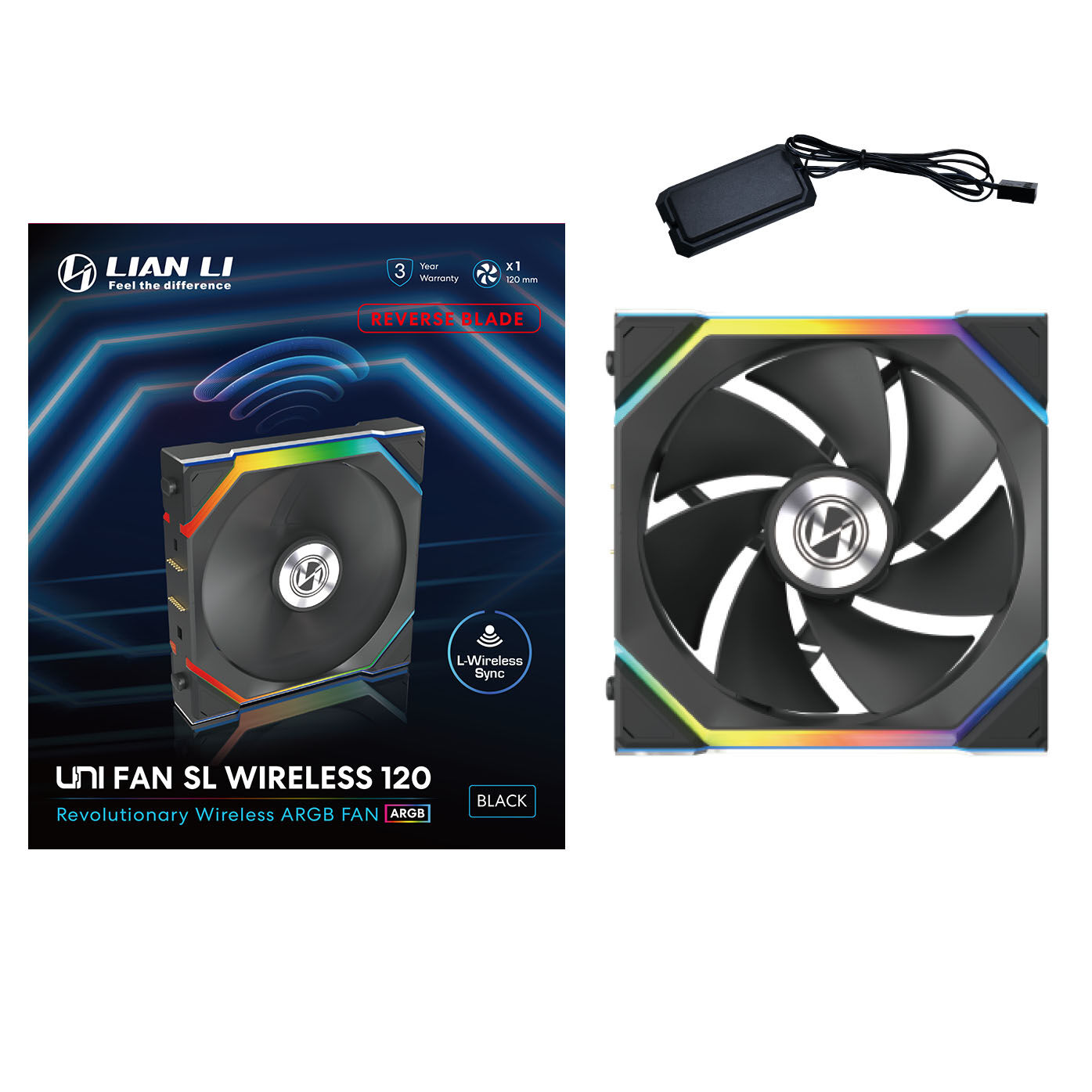 Lian Li UNI FAN SL Wireless ARGB PWM Fan - Reverse Blade, 120 mm, black : image 7