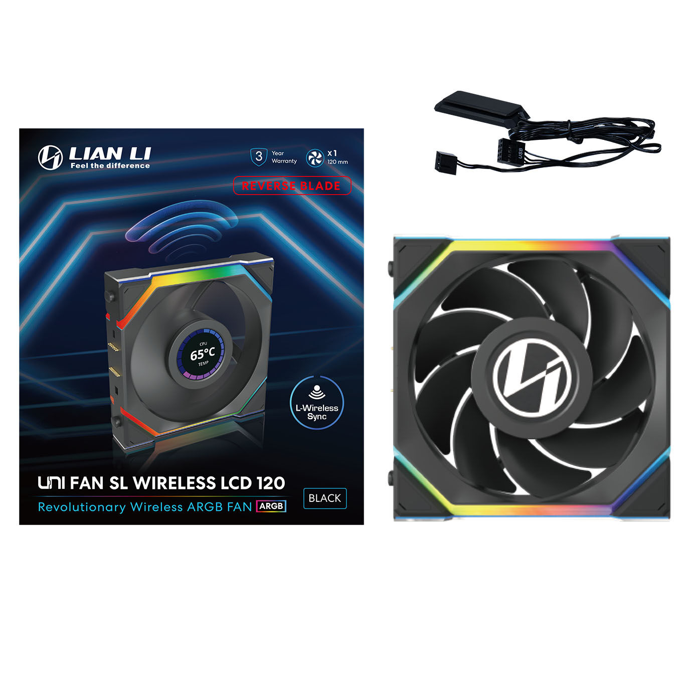 Lian Li UNI FAN SL Wireless LCD fan, ARGB, PWM - Reverse Blade, 120 mm, black : image 8