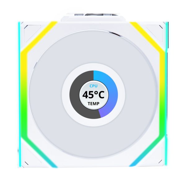 Lian Li UNI FAN SL Wireless LCD Fan, ARGB, PWM – Reverse Blade, 120 mm, white