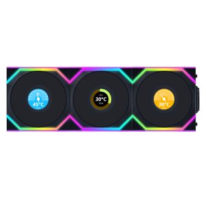 Lian Li UNI FAN SL Wireless LCD Fan, ARGB, PWM, 3-Pack incl. Controller - 120 mm, black