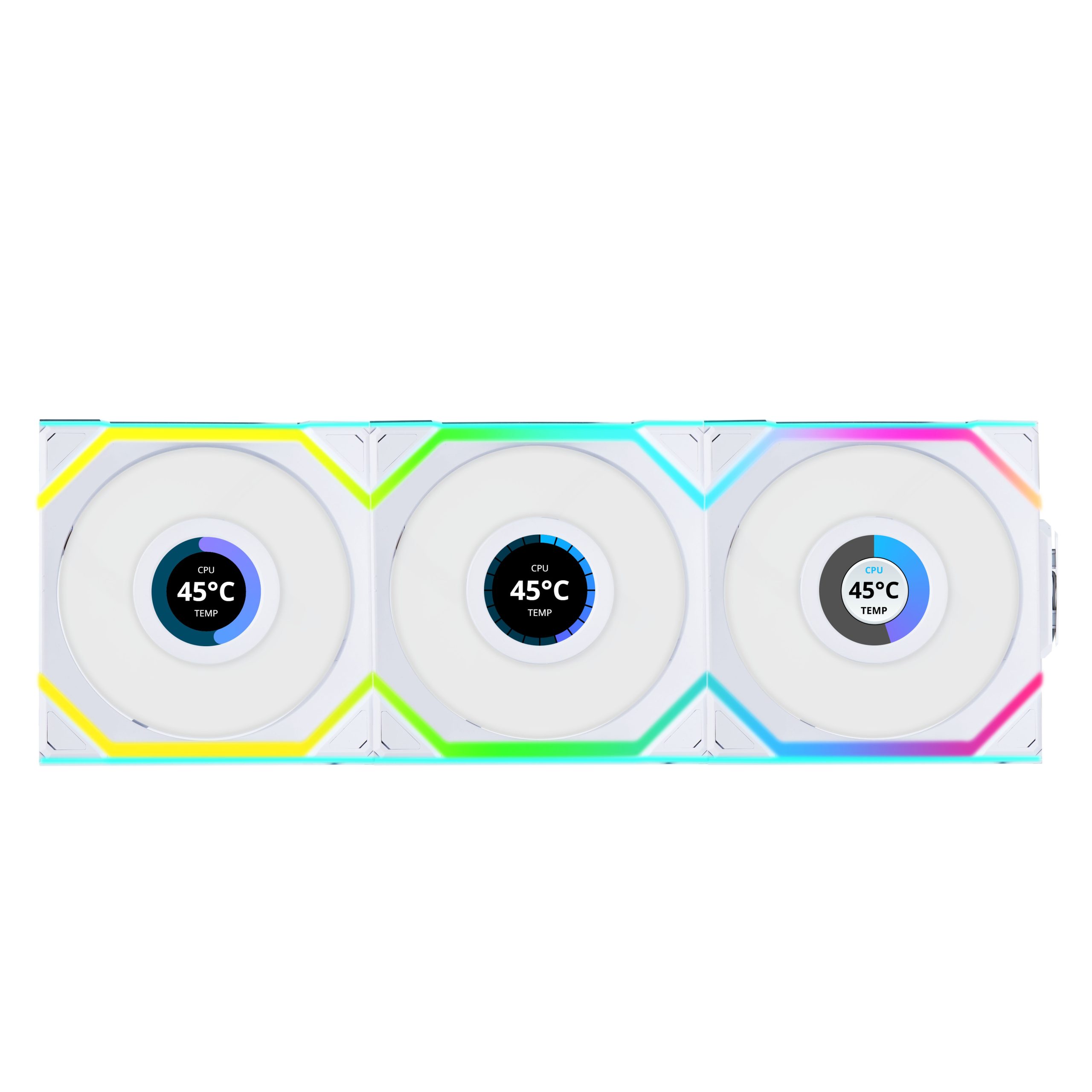 Lian Li UNI FAN SL Wireless LCD Fan, ARGB, PWM, 3-Pack incl. Controller - 120 mm, white : image 1