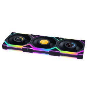 Lian Li UNI FAN SL Wireless LCD Fan, ARGB, PWM, 3-Pack incl. Controller - Reverse Blade, 120 mm, black