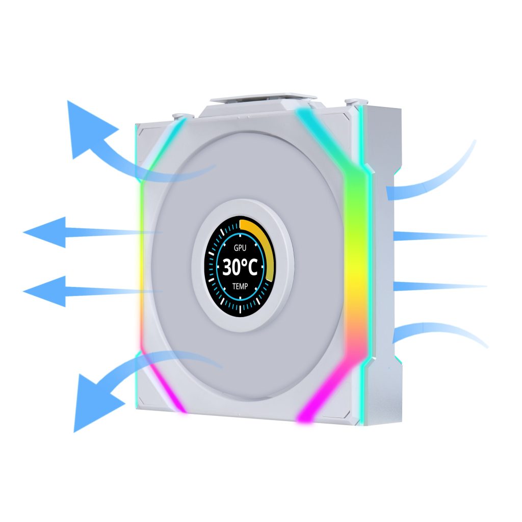 Lian Li UNI FAN SL Wireless LCD fan, ARGB, PWM, 3-pack including controller - Reverse Blade, 120 mm, white : image 5