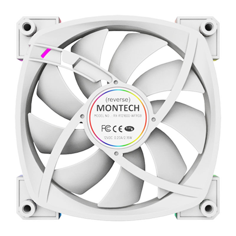Montech RX120 PWM ARGB Reverse Fan - 120mm, white